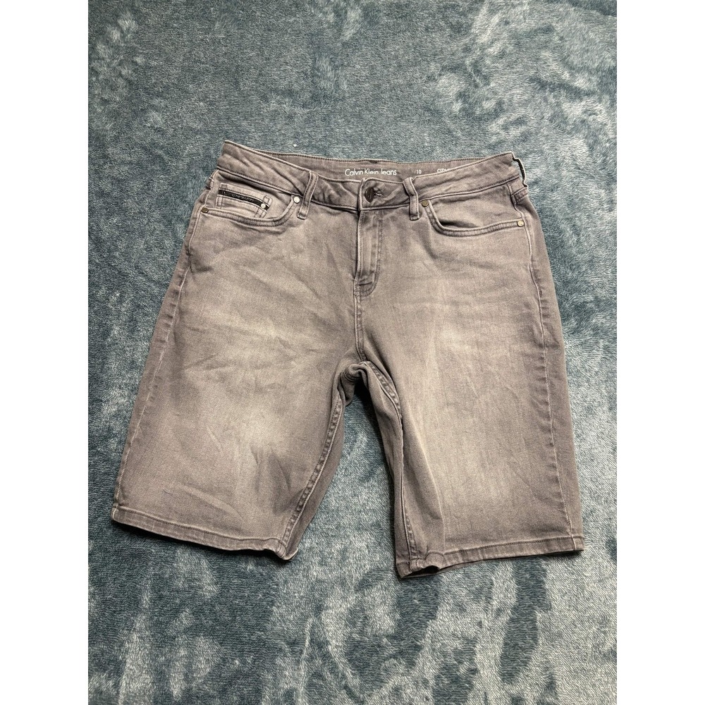 Calvin Klein Jeans Womens City Short Size 10 Gray Cotton Solid Casual Stretch